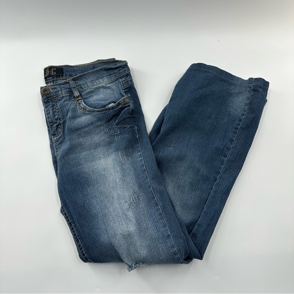 TJC Truce Jean Company Y2K Straight Jeans – Mid Rise, Medium/Dark Wash, Size 12 - Picture 1 of 9